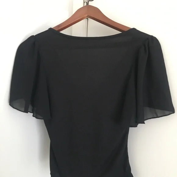 Zara Black Short Sleeve Wrap Top - Picture 3 of 3